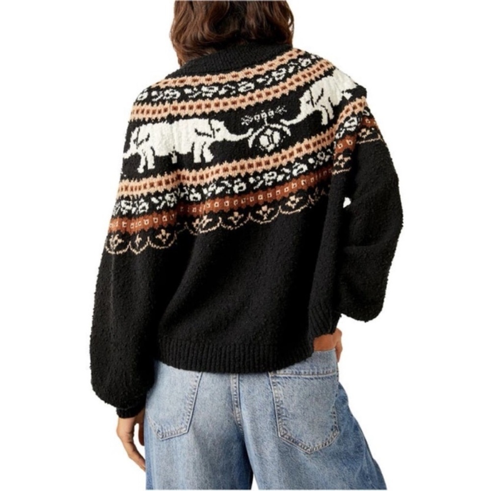 Free People Nellie sweater with elephants size large - Picture 6 of 10